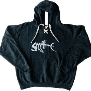 Men’s XL black sweatshirt with fish logo